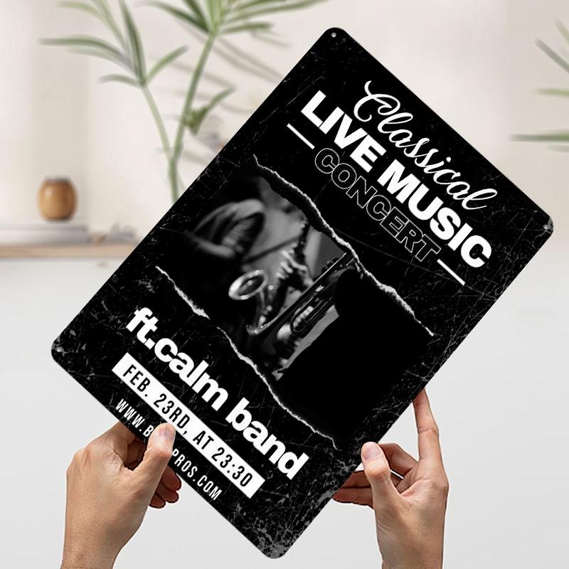 

Live Music Concert Metal Poster Customized Wall Art Retro Vintage Tinplate Signs for Room Decoration Home Decor Items Coffee Bar 7.9x11.8In(20x30cm)