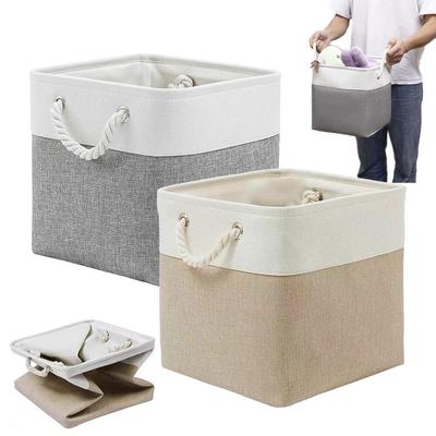Foldable Storage Cubes Bins for Home Collapsible Fabric Storage Baskets with Ropes Office Closet Clothes Toys Organizer