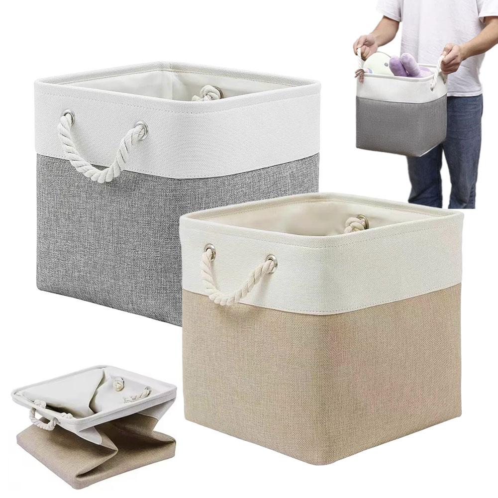 Foldable Storage Cubes Bins for Home Collapsible Fabric Storage Baskets with Ropes Office Closet Clothes Toys Organizer