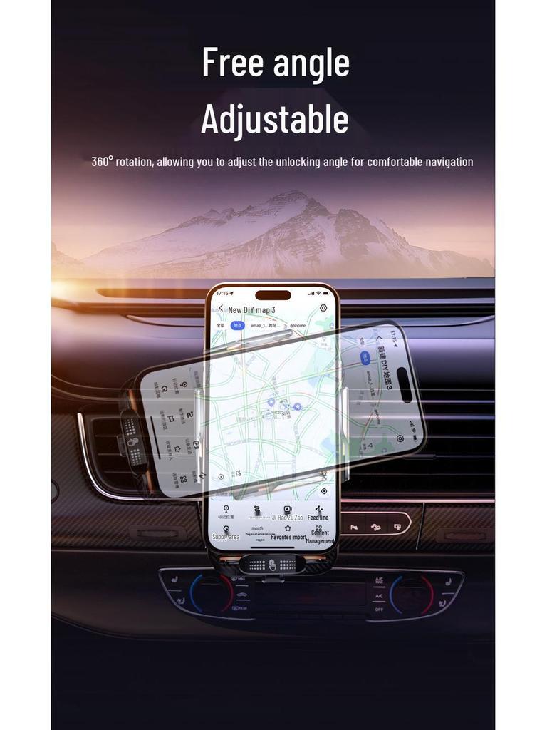 C05 66W Magnetic Fast Charging Car Wireless Charger & Phone Holder with Automatic Navigation.