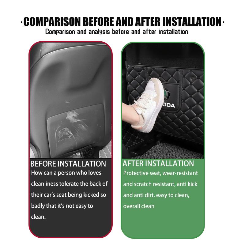 AAABR1 Car Anti-Kick Pad Seat Back Protector Cover For Skoda Octavia A5 A7 RS Fabia Superb Rapid Karoq