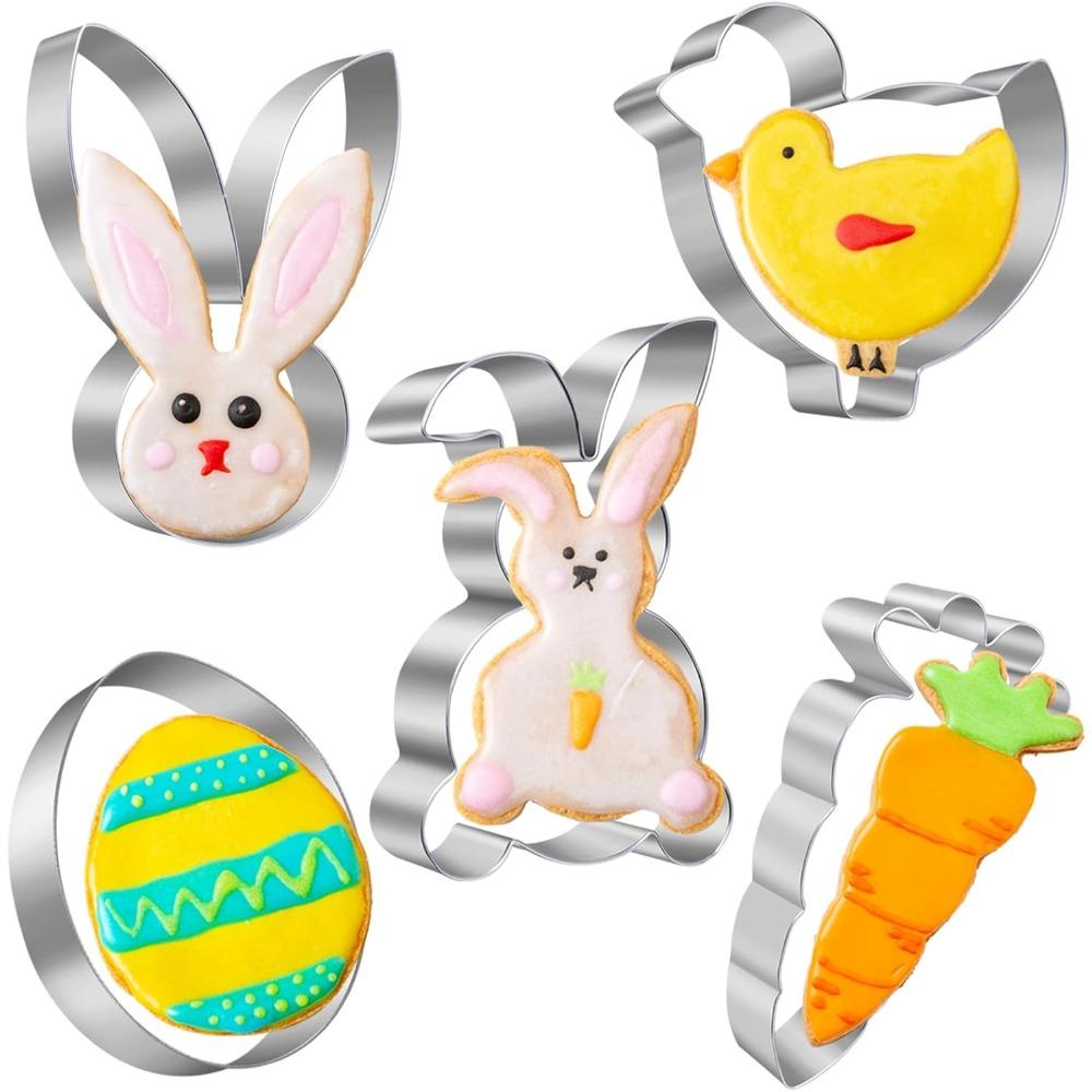 Cookie Cutters Fun Bunny Egg and Chick Shapes Stainless Steel Baking Tools for Holiday Cookies Pastry and Fondant Decorations