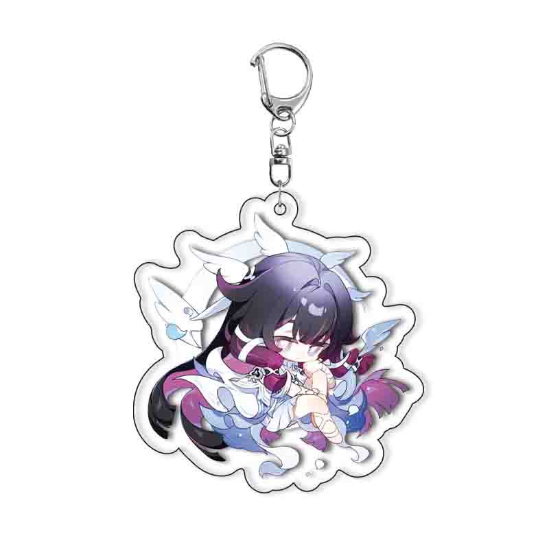 

Game Yaun Shen Acrylic Keychain Q Version Anime Character Columbina Pendant Standee Figure Keyring Accessories Backpack Charms