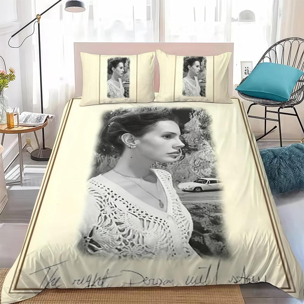 

3D Print Singer L-Lana Del-Rey Bedding Set Soft Comforter Cover With 1/2pcs Pillow Shams For Kids Adults Duvet Cover Microfiber 135x200cm