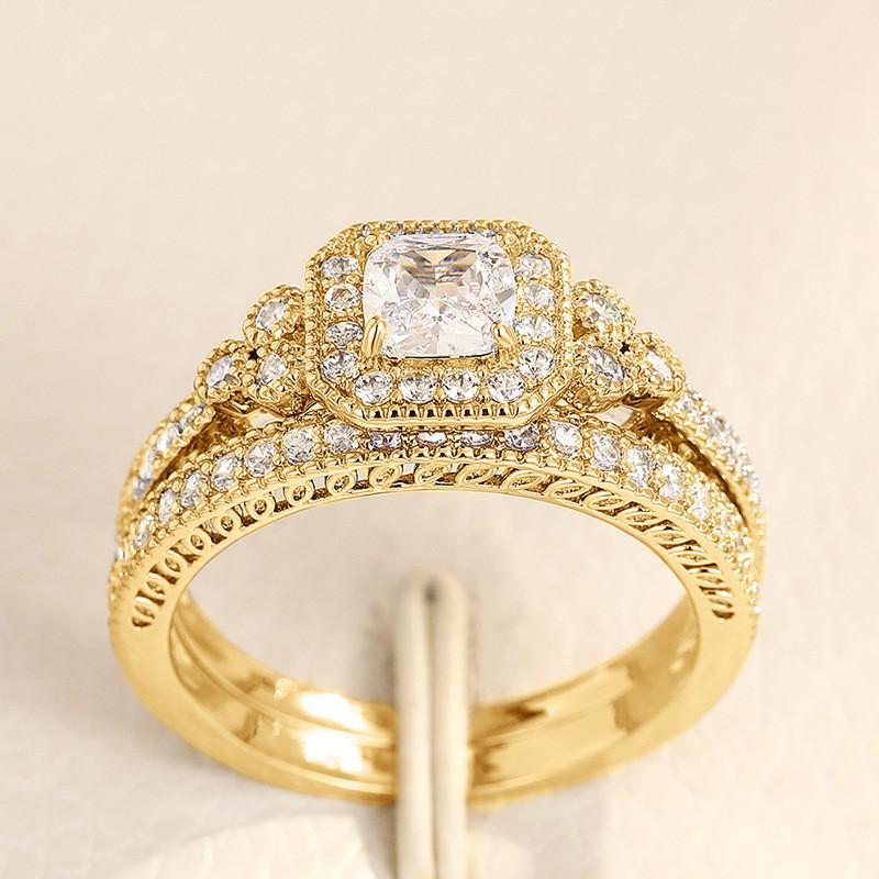 Geometric Timeless Design Womens Ring With Exquisite Zircon Embellishment In Premium White Gold And Gold Finishes Ideal For Any