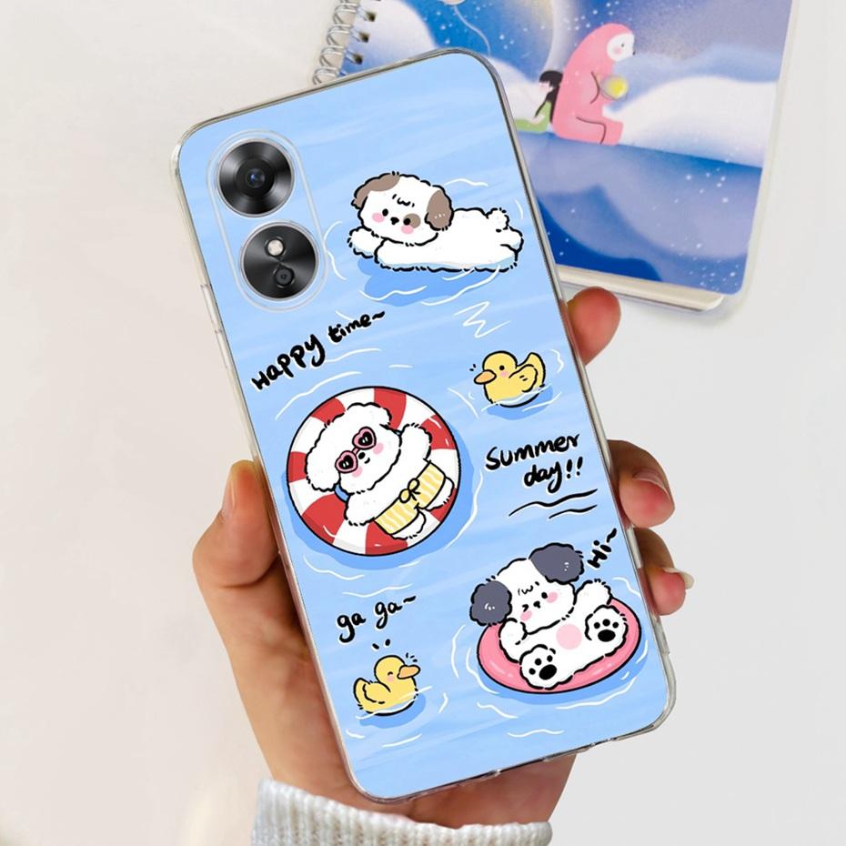 Schöne Hülle mit Aufdruck für OPPO A17 (CPH2477) Weiche Silikon-TPU-Rückabdeckung für Oppo A17 A 17 4G Handyhüllen