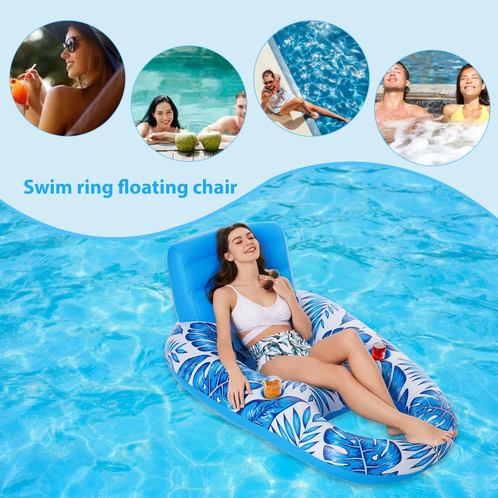 Summer Inflatable Swim Ring Float Chair Multifunctional Pool Floating Backrest Chairs Portable  Adults for Pool Water Party