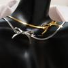 Vintage Bow Does Not Fade In Summer Titanium Steel Gold Premium Necklace