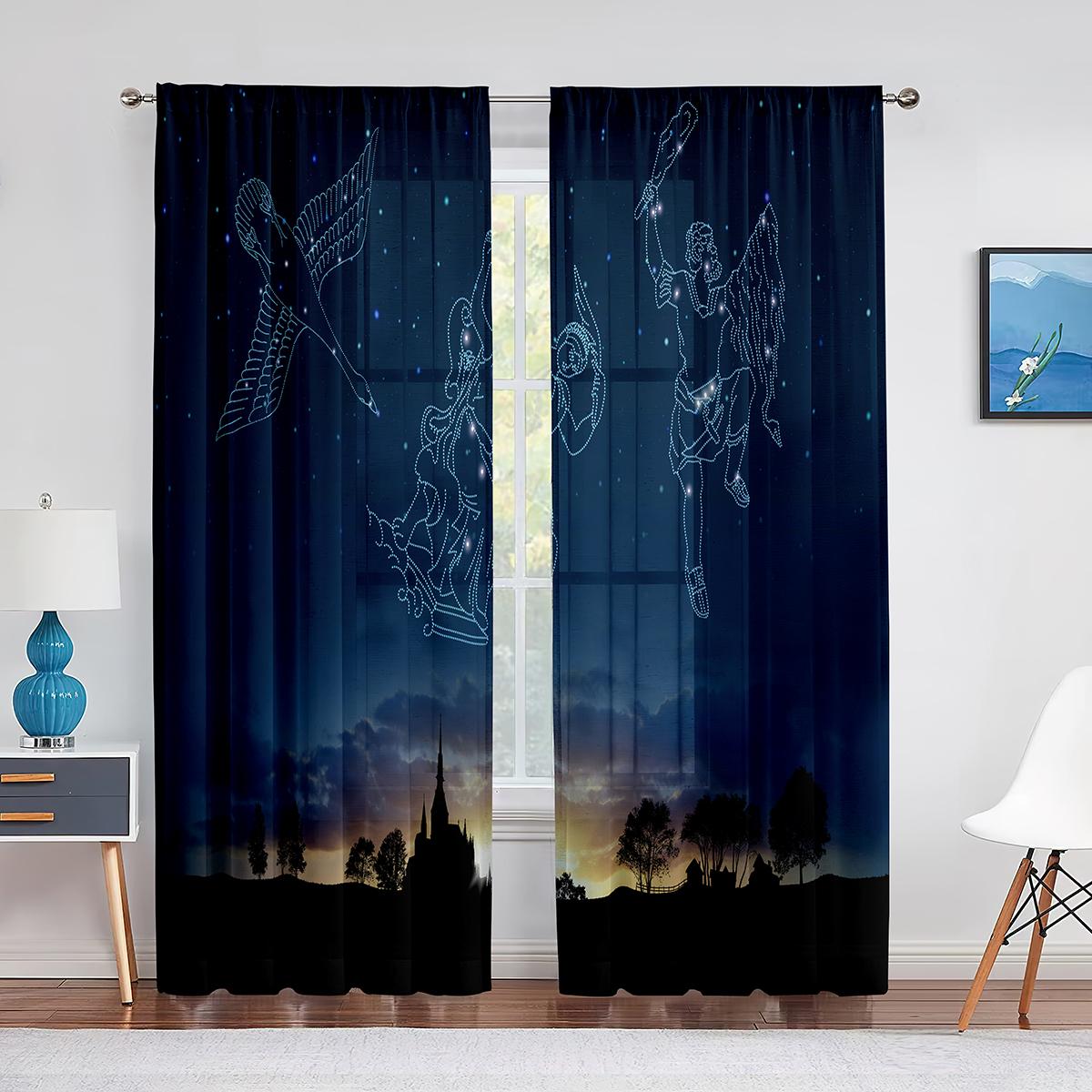 Астрология Тюль Шторы Созвездие Зодиака и Планеты Окно Прозрачная Вуаль Шторы — фото 9