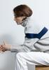MOONDAL Women's High-Neck Sweater - New 2026 Autumn/Winter Striped Knitwear, Relaxed Fit, Korean Style