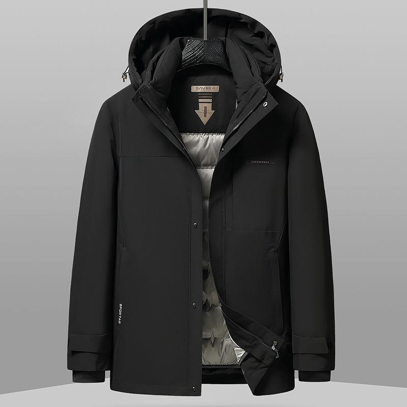 Autumn and Winter New White Duck Down Mid-length Hooded Down Jacket Men's Outdoor Warm Casual Down Jacket Jacket for Men