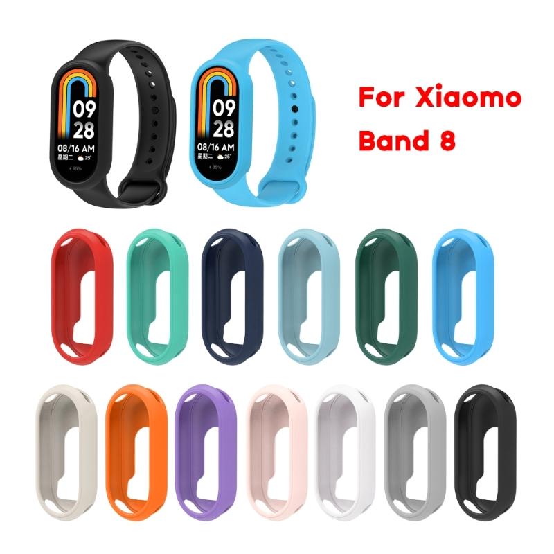 Silicone Screen Protector Housing Compatible for Mi-Band 8 Scratched Resistant Protective Cover Bumper-Shell Shockproof