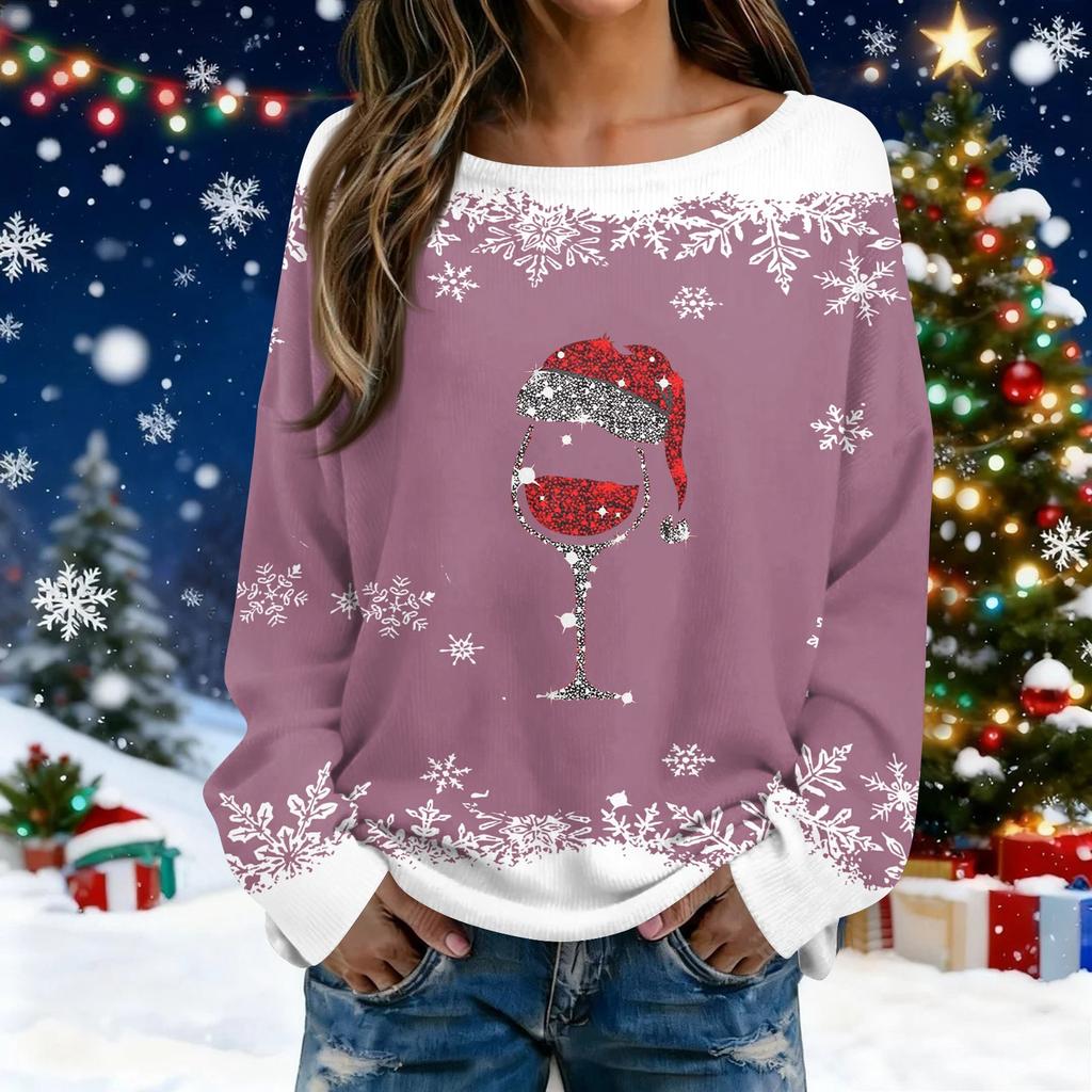 Christmas Sweatshirts For Women Knit Sweater Cute Shirt Fall Crewneck Pullover Tops
