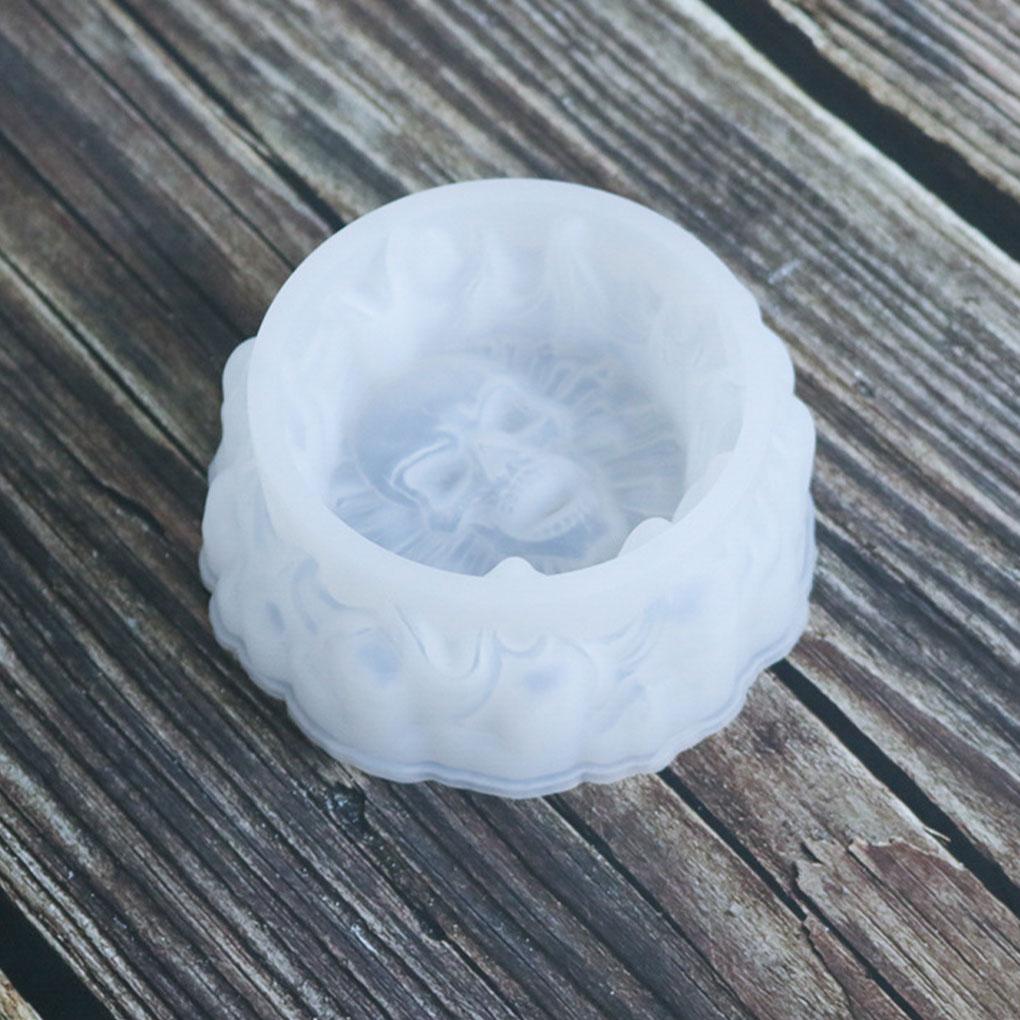Skeleton Skull Ashtray Silicone Mold Resin Candle Holder Molds Reusable Waterproof Household Easy To Demould Home Decoration Cup