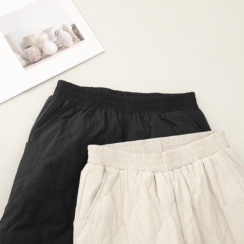 Xin Xing 2024 Women's High Waist Loose Fit Warm Down Cotton Pants
