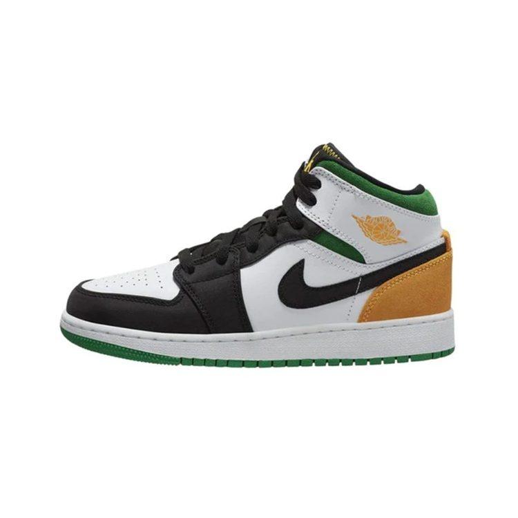 Jordan 1 Mid SE White Laser Orange Lucky Green PS BQ6932-101