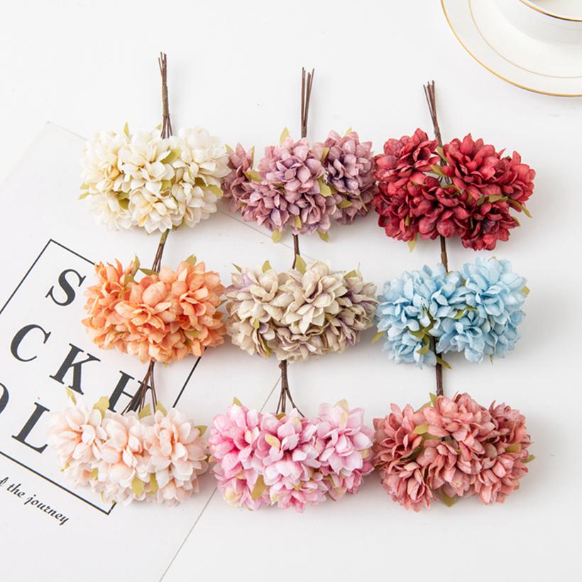Artificial Flowers Silk Mini Carnation  Bouquet Outdoor Garden Wedding Wreaths Home vase table Decor Scrapbook Bridal ornaments