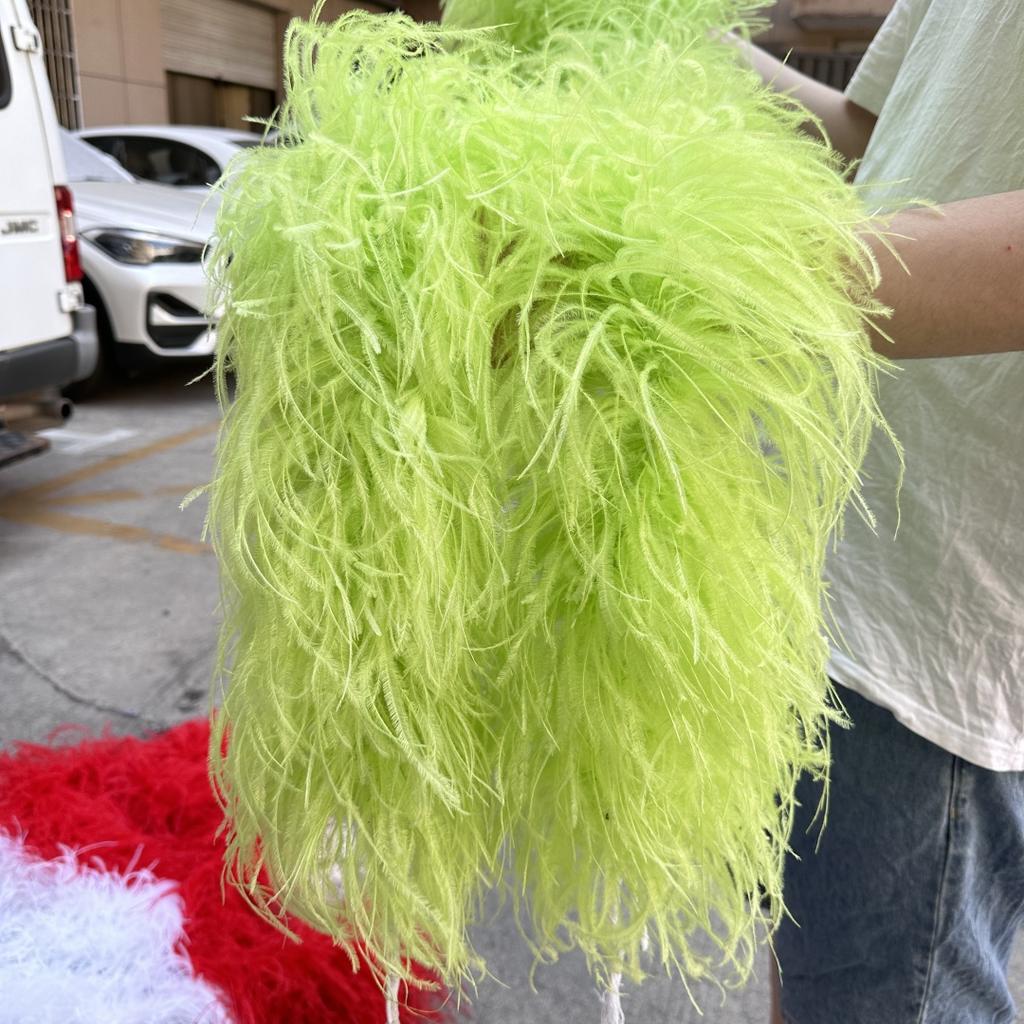 2M Red Ostrich Feathers Boa 1-10Ply Thick Natural Feather Shawl for Wedding Clothing Decoration Sewing Plumes Crafts Accessory