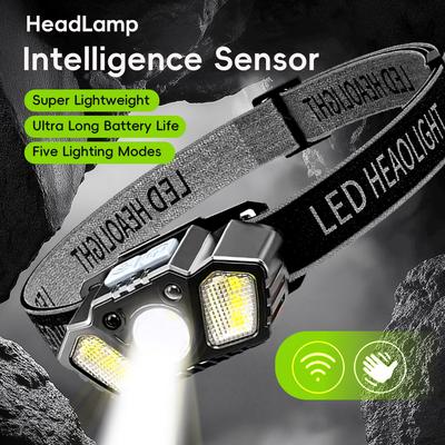 Strong Light Headlamp Portable LED Sensor Headlight USB Rechargeable Head Flashlight Outdoor Camping Fishing Emergency Lantern