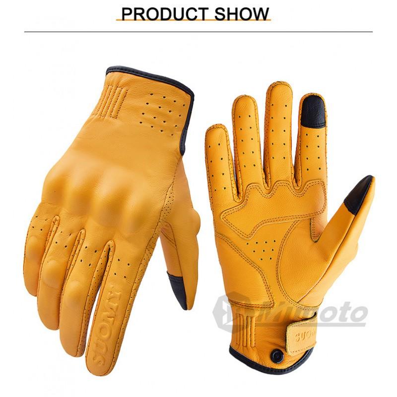 Real Leather Motorcycle Riding Gloves Men Women Breathable Short Style Touchscreen Compatible