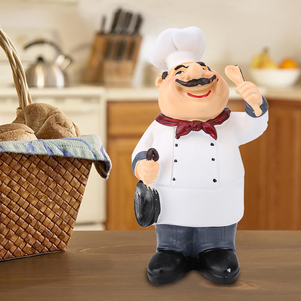 American Vintage Country Happy Chef Resin Figurine Home Restaurant Cafe Tablet Decor (71110‑04)