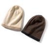 Ladies' 100%Cashmere Double-Sided Double Layered Thick Wearable Knitted Hat For Winter Warmth Contrasting Color Pile Cap For Men