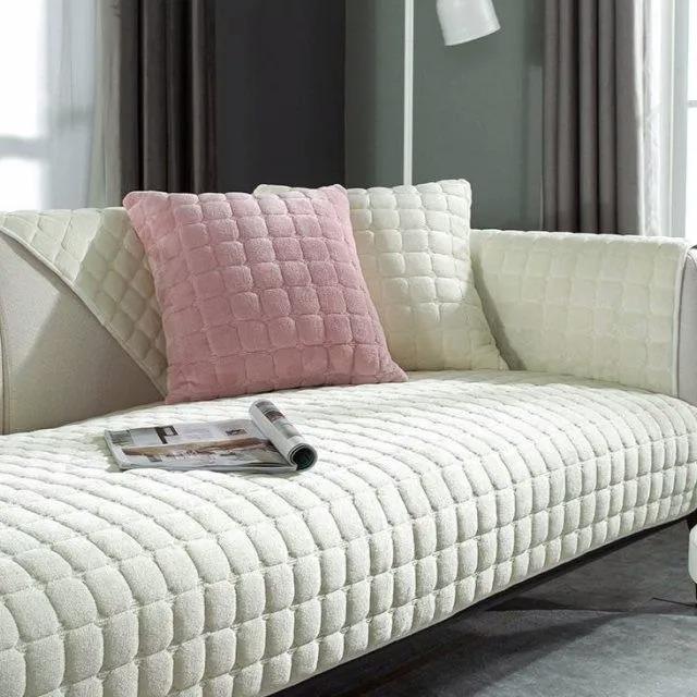 Solid Color Non-slip Sofa Cover Thicken Soft Plush Sofa Cushion Towel for Living Room Furniture Decor Slipcovers Couch Covers
