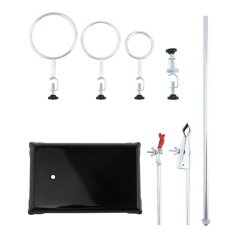 A25F-Laboratory Grade Metalware Kit Including Lab Support Stand Set, Iron Clamp Holder, Flask Clamp, And Condenser Stand