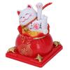 Lucky Cat Statue Solar Light Sensing Automatic Waving Arm Fortune Bag Cat Ornament for Home Car