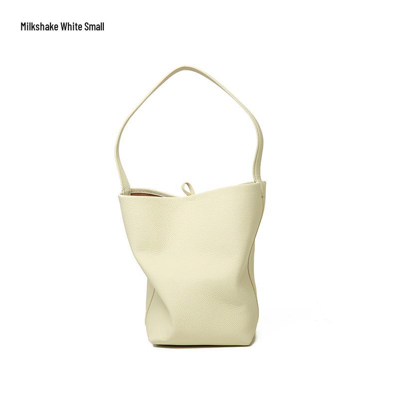 Genuine Leather Women s Large Capacity Tote Bag - 2026 Casual Single Shoulder Cowhide Commuting Bucket Bag.