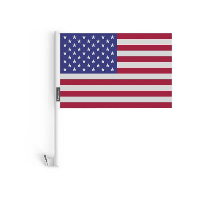 Drapeau Voiture États-Unis – 14 x 21 cm – Tissu Polyester – Fixation sur Fenêtre – 10 pièces – Pixelforma multicolore
