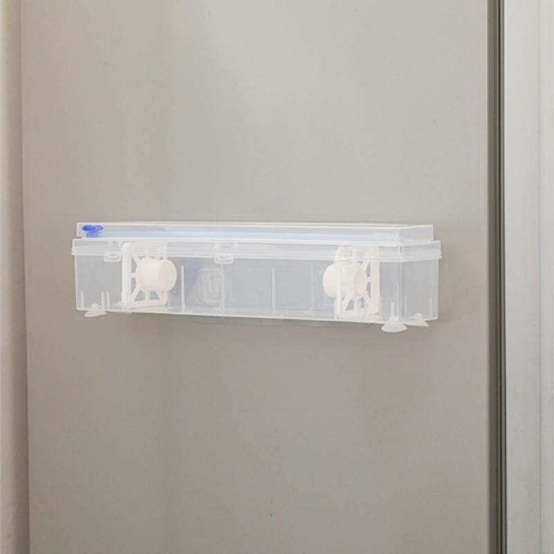 Heißer Verkauf Multifunktionaler Wiederverwendbarer Frischhaltefolien-Schneider und -Spender mit eingebautem Schneider, Idee für Küchenaufbewahrung, Bürogebrauch