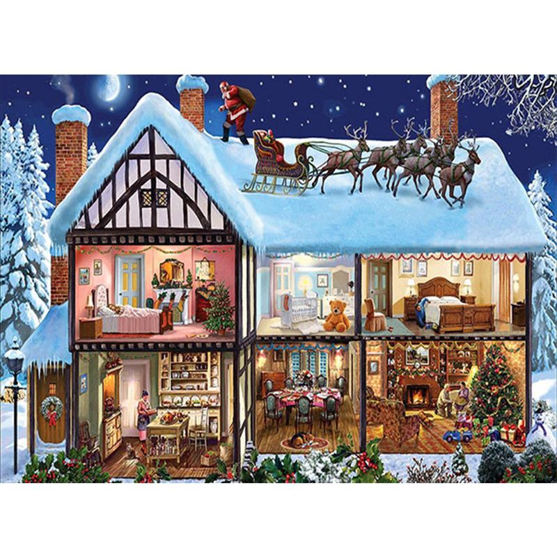 Fai da te Cartone Animato Pupazzo di Neve Pittura Diamante 5D Trapano Rotondo Completo Babbo Natale Ricamo Diamante Regalo di Natale Kit di Ricamo Regalo