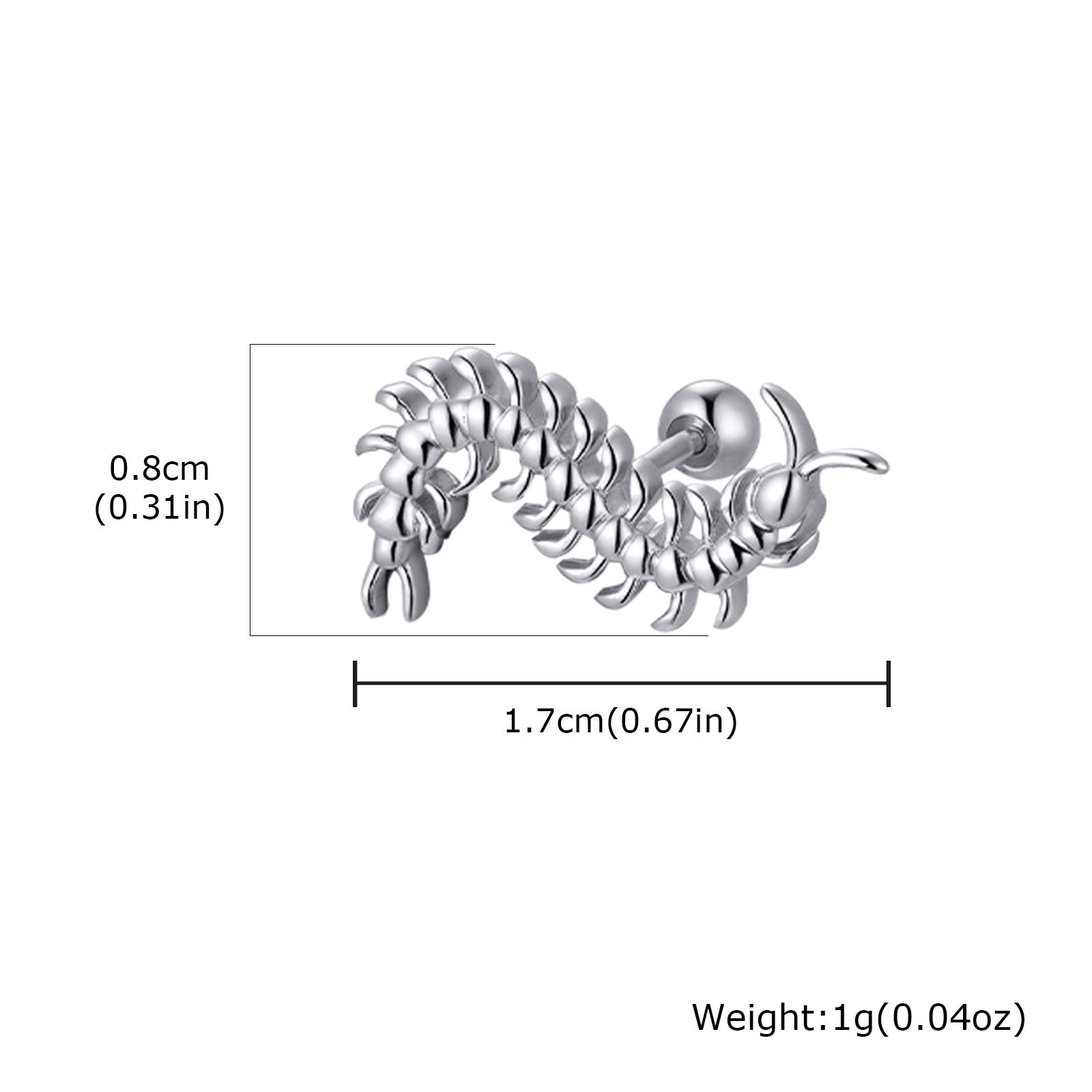 

Unique Gothic Centipede Insect Shaped Stud Earrings, Gold Plated Metal Hypoallergenic Earrings, Waterproof Piercing Ear Jewelry