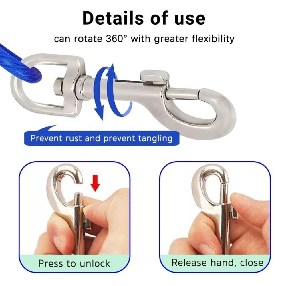 Flexible Double Head Pet Wire Rope Heavy-Duty Long Leash Traction Rope Dog Tie Out Cable  Outdoor