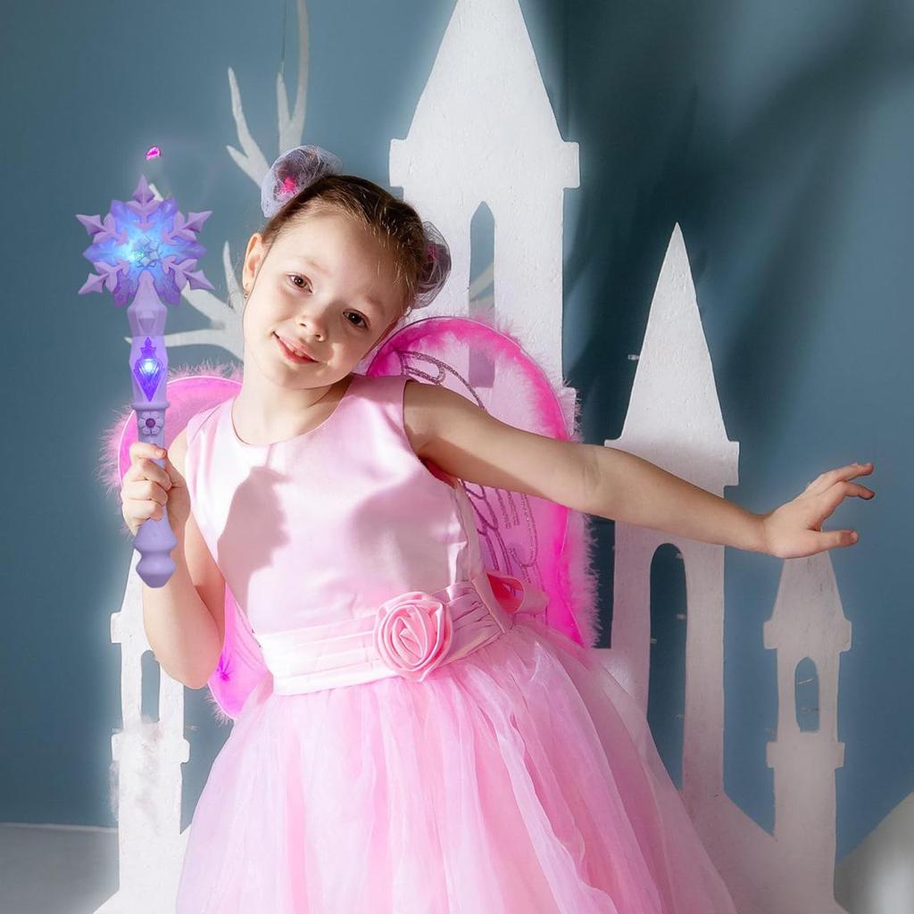 iplusmile 2-Piece Witch Stick Snowflake Magic Wand with Light-Up Lights, Perfect for Girls, Princess Parties, and Photo Props (Blue + Pink)