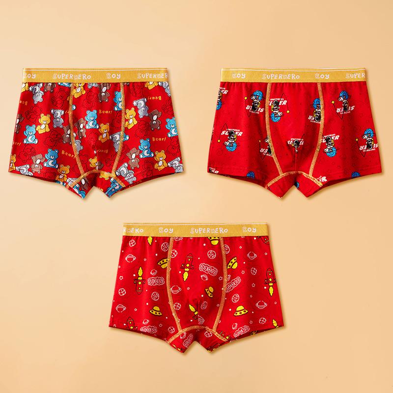 Year of the Horse Boys' Red Cotton Boxer Briefs - Medium & Large