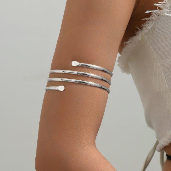 Minimalist Gold Color Spiral Upper Arm Cuff Bracelet for Women Boho Line Geometric Upper Cuff Bracelet Beach Festival Jewelry