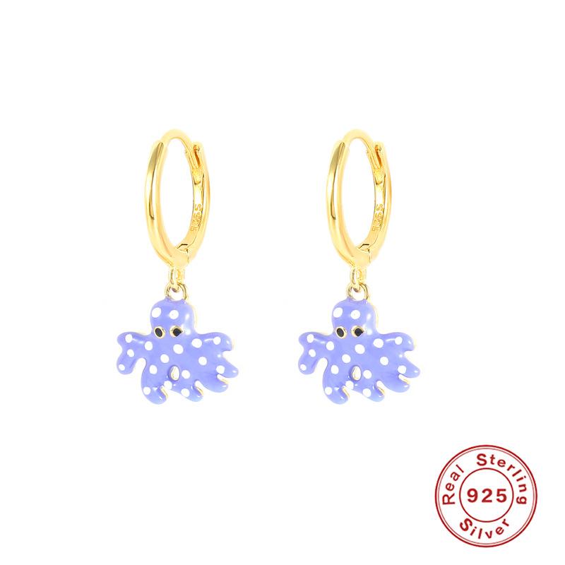 S925 Ayar Gümüş Rüzgar Damlası Yağı Deniz Hayvanı Küpeler Kulak Tokaları, En Çok Satan Moda Trendi Yaratıcı Küpeler