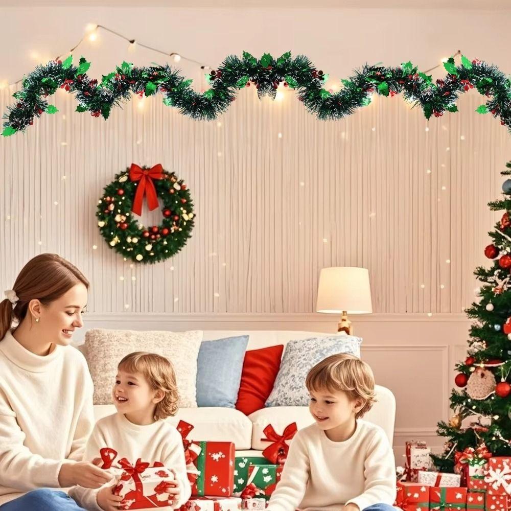 2PCS Reusable 2M Christmas Garland DIY Shiny Tinsel Tinsel Garland Adjustable Pendant Prop Christmas Decor Christmas Tree