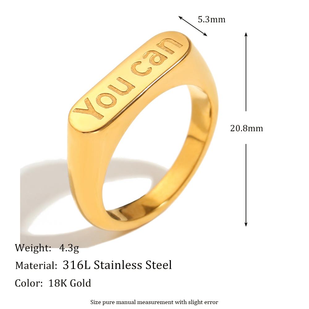 MamacitaSlay New Design Letters  You Can  rings 2025 New Trend Women s 316L Stainless Steel Jewelry Waterproof Statement Ring 8 золотой