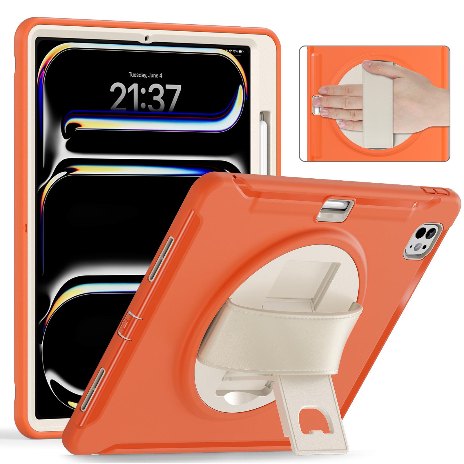 

Hybrid Stand Cover for IPad Pro 13 2024 M4 Model A2926 A2925 A3007 360 Rotating Tablet Case PC-TPU with Hand Shoulder Shockproof iPad Pro 13 2024 M4