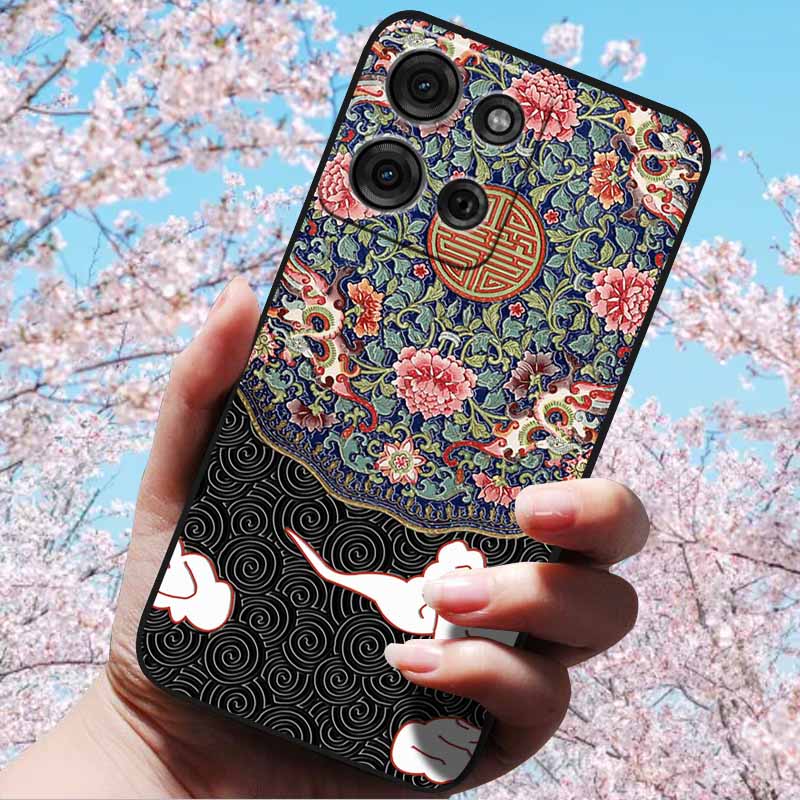 For Motorola Moto G15 4G/ G15 Power/G75 5G 3D Relief Flower Emboss Soft Silicone Cases Back Cover with 3D Flower Patter for G15