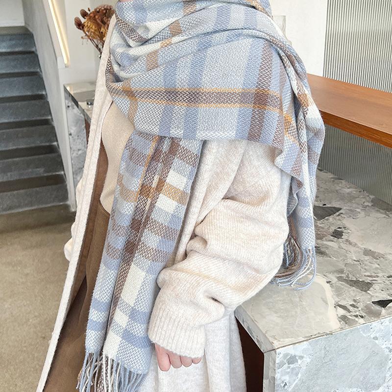 Imitation Kaschmir dicker Schal Damen Herbst Winter karierter warmer Schal