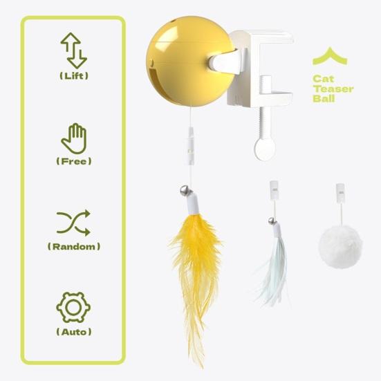 Door Hanging Electric Cat Feather Toy Smart Self Play Cat Teaser Toy Automatic Cat Toy with Feather Fluffy Ball And Tassel for Indoor Cats