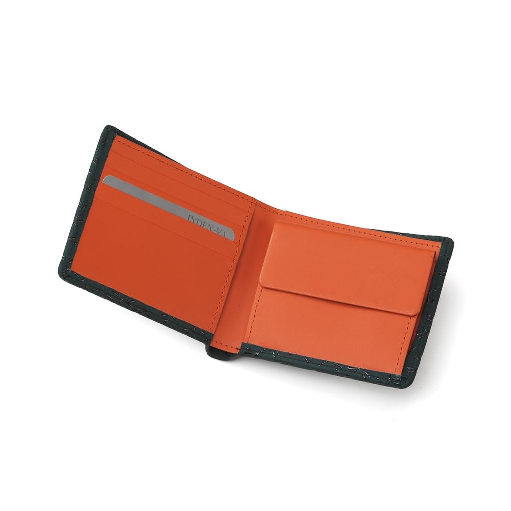 [Inden-ya] Inden HISOCA Hisoka Traditional Craft Koshu Inden Deerskin Lacquer Original Brand Wallet Green with Black Lacquer Dragonfly Design