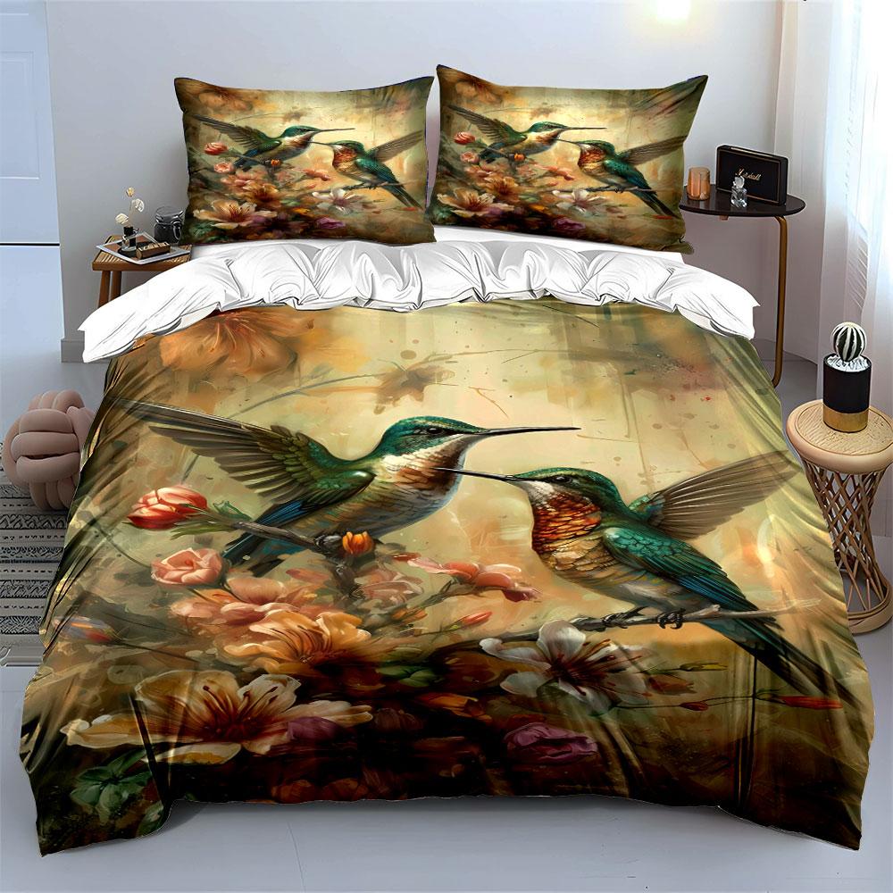 Hummingbirds over floral arrangement. Bedding sets Duvet cover sets Duvet covers Pillowcases(1 * Duvet Cover 2 * Pillowcases without duvet insert)