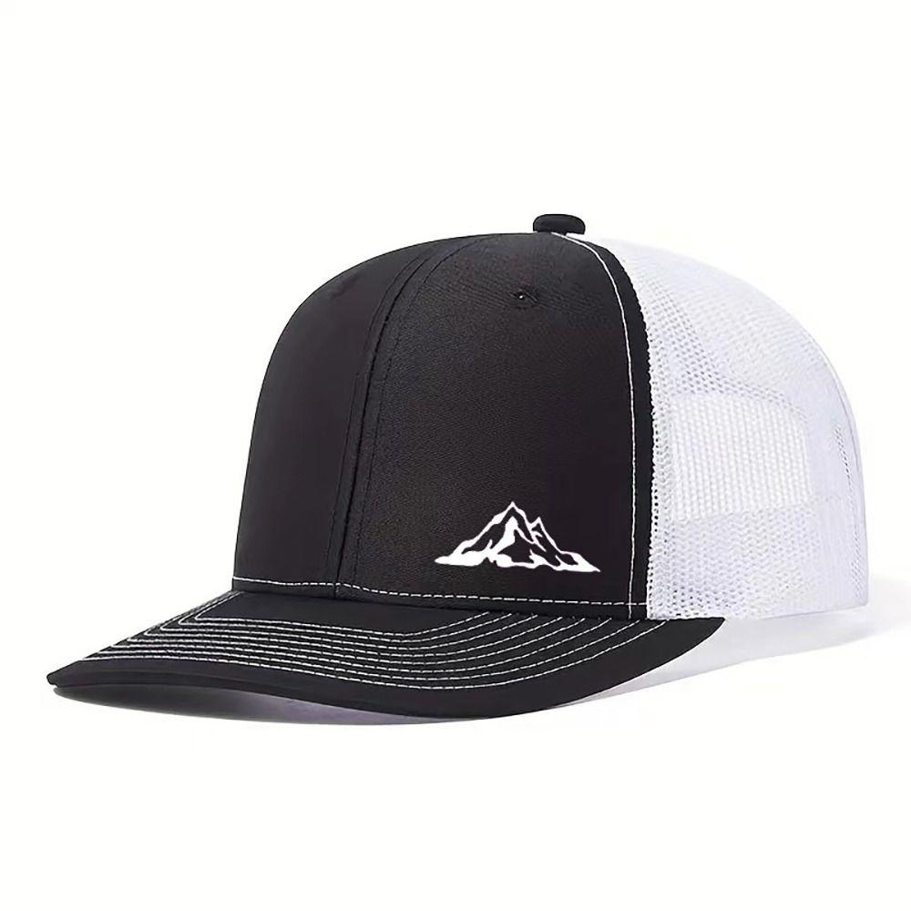 Zealous Sole Women's Black White Fashion Mountain Range Embroidery Baseball Cap Adjustable Hip-Hop Mesh Baseball Hats Sunscreen Hats For Man
