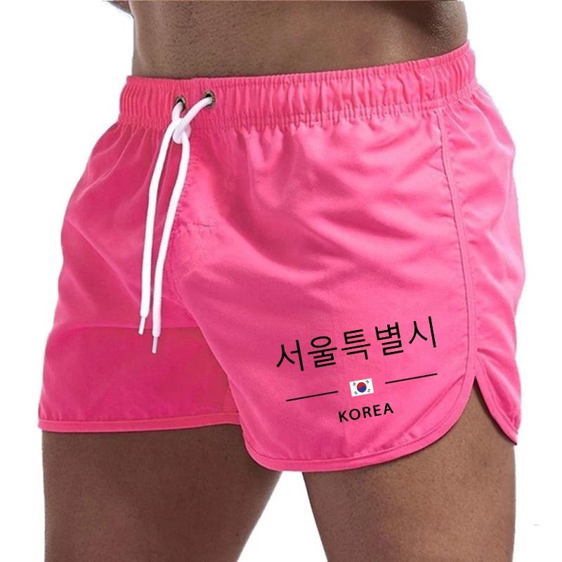 2025 New Arrival Men's Seou Kerean Printed Board Shorts Summer Beach Casual Fashion Sport Short Pants Gym Running Fitness Shorts