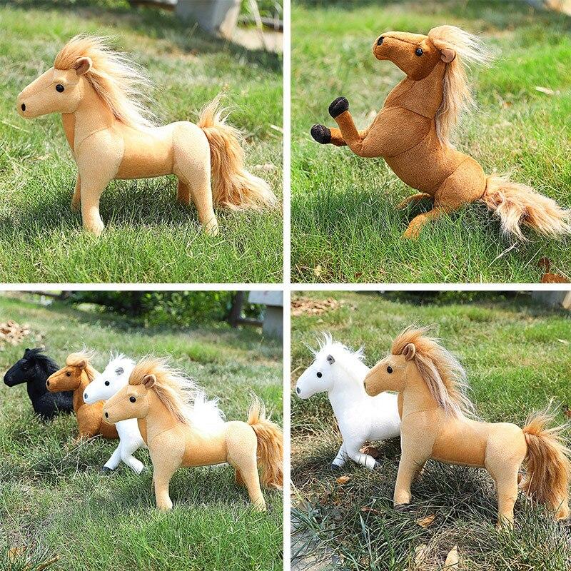 Simulation Horses Plush Toy Stuffed Soft Animal Dolls Real Life Mustang Pillow for Children Kids Creative Birthday Decor Gifts